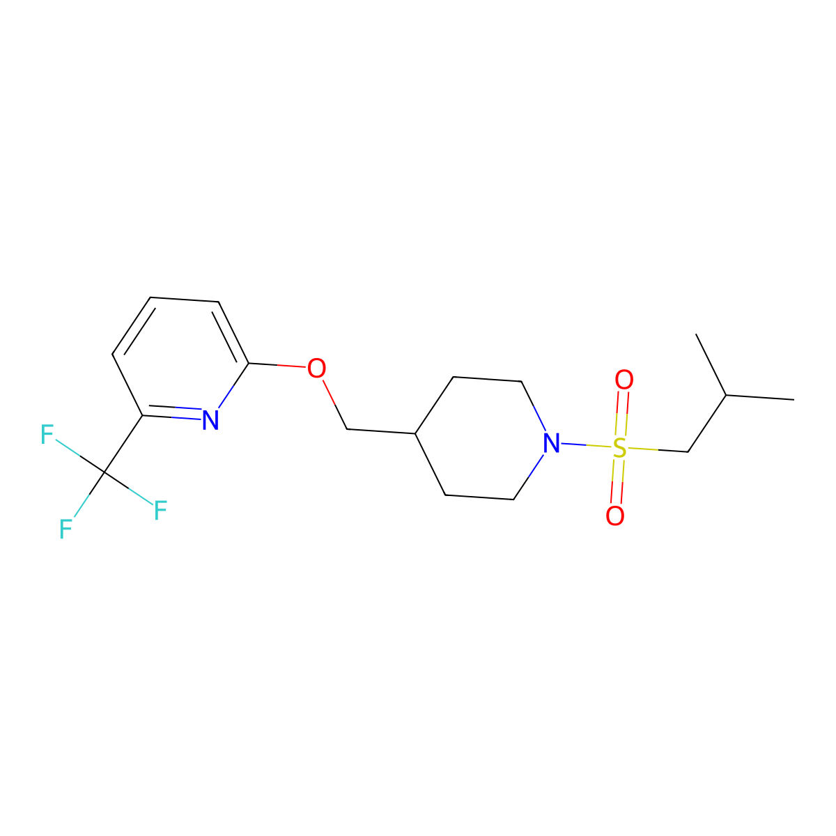 2-{[1-(2-Methylpropanesulfonyl)piperidin-4-yl]methoxy}-6-(trifluoromethyl)pyridine molecular structure, CAS 2379993-27-6