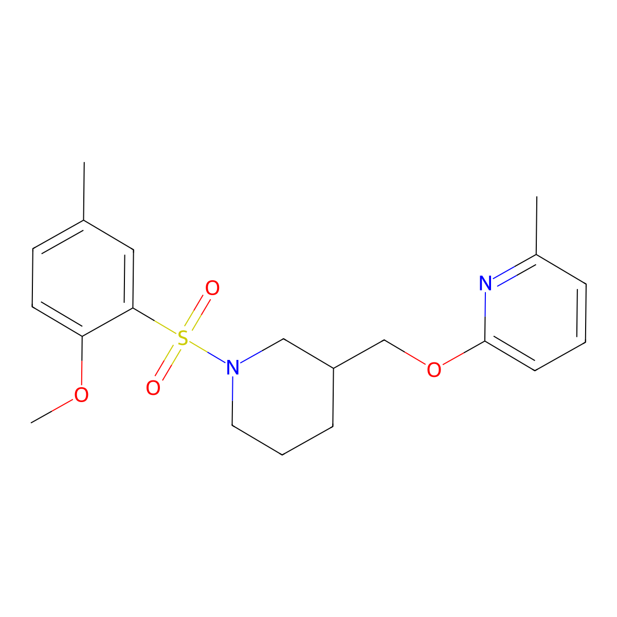 2-{[1-(2-Methoxy-5-methylbenzenesulfonyl)piperidin-3-yl]methoxy}-6-methylpyridine molecular structure, CAS 2379993-29-8