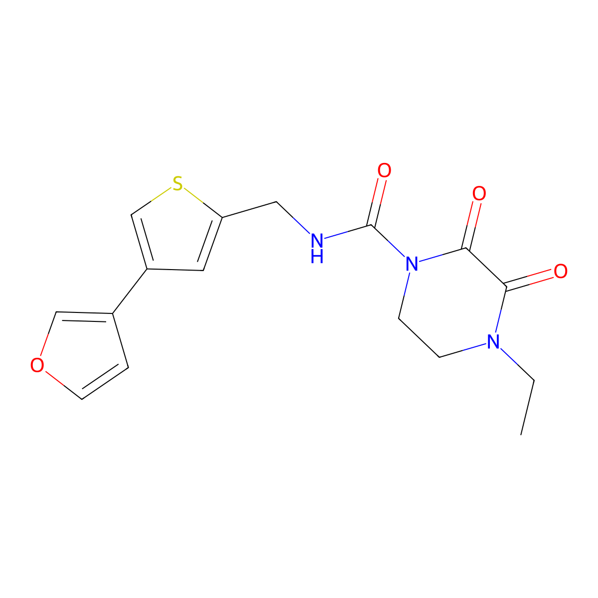 4-ethyl-N-{[4-(furan-3-yl)thiophen-2-yl]methyl}-2,3-dioxopiperazine-1-carboxamide molecular structure, CAS 2379993-36-7