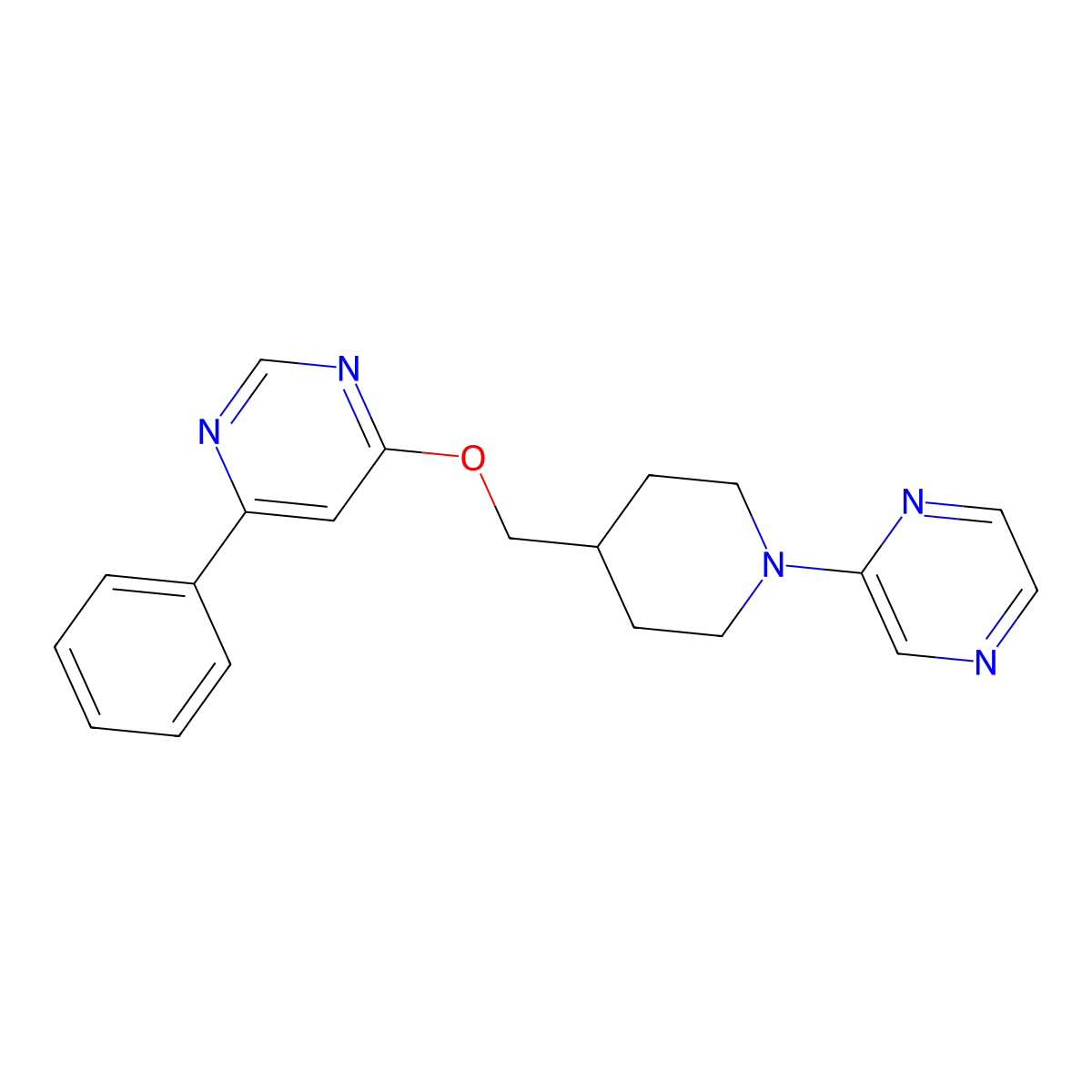 4-Phenyl-6-{[1-(pyrazin-2-yl)piperidin-4-yl]methoxy}pyrimidine molecular structure, CAS 2379993-37-8