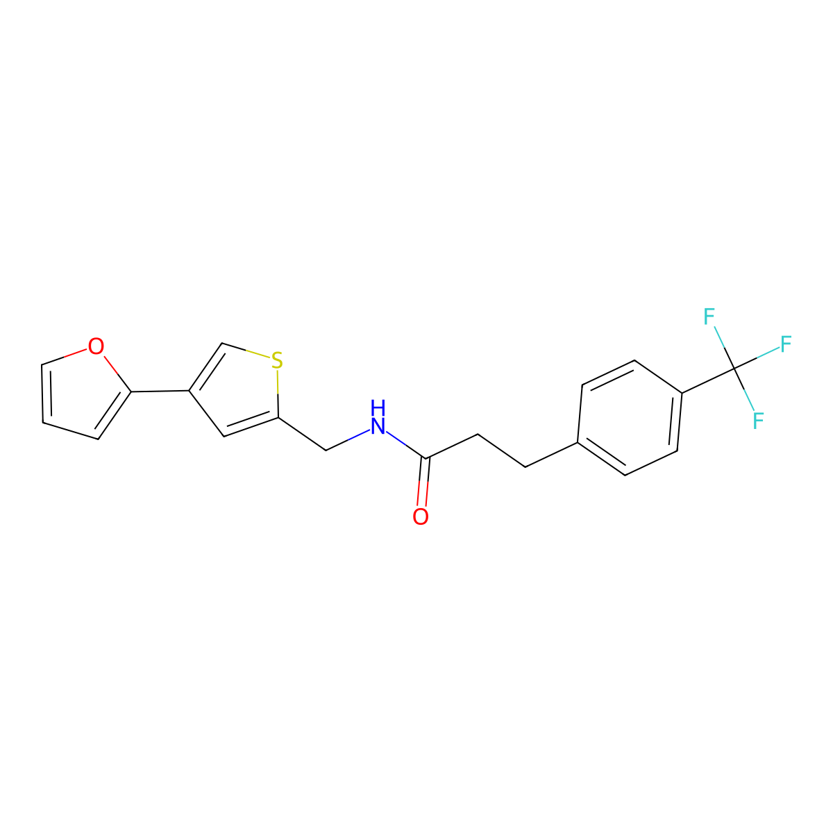 N-{[4-(furan-2-yl)thiophen-2-yl]methyl}-3-[4-(trifluoromethyl)phenyl]propanamide molecular structure, CAS 2379993-38-9