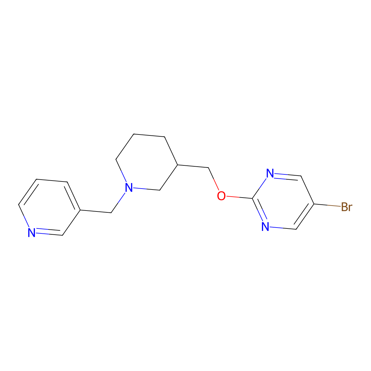 5-Bromo-2-({1-[(pyridin-3-yl)methyl]piperidin-3-yl}methoxy)pyrimidine molecular structure, CAS 2379993-39-0