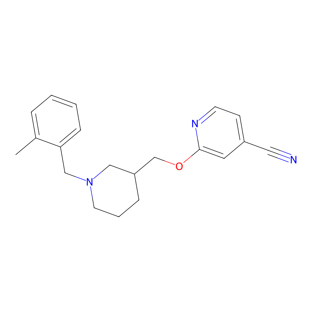 2-({1-[(2-Methylphenyl)methyl]piperidin-3-yl}methoxy)pyridine-4-carbonitrile molecular structure, CAS 2379993-40-3