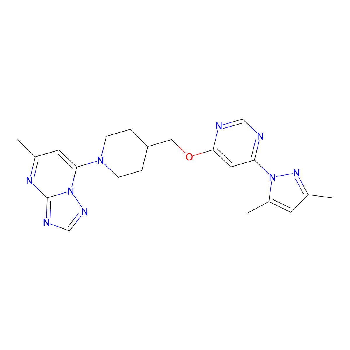 4-(3,5-dimethyl-1H-pyrazol-1-yl)-6-[(1-{5-methyl-[1,2,4]triazolo[1,5-a]pyrimidin-7-yl}piperidin-4-yl)methoxy]pyrimidine molecular structure, CAS 2379993-41-4