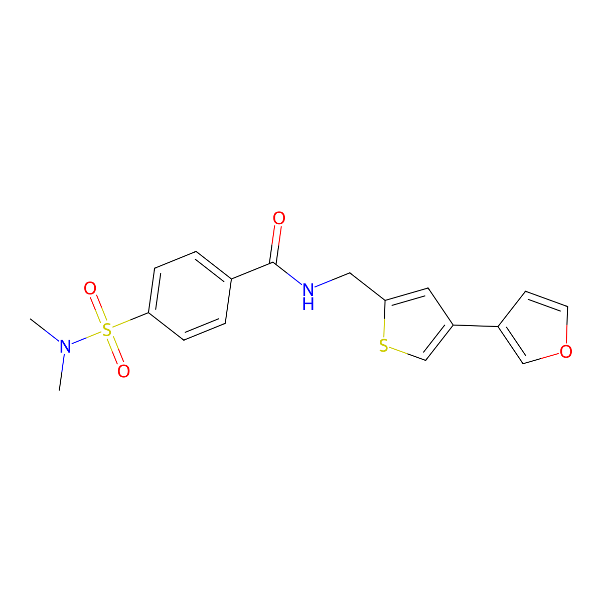 4-(Dimethylsulfamoyl)-N-[[4-(furan-3-yl)thiophen-2-yl]methyl]benzamide molecular structure, CAS 2379993-43-6