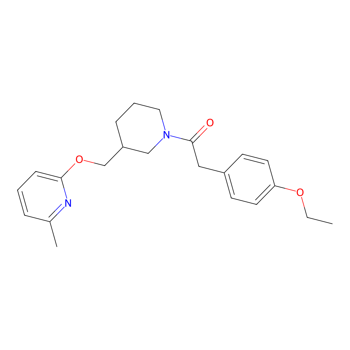 2-(4-Ethoxyphenyl)-1-(3-{[(6-methylpyridin-2-yl)oxy]methyl}piperidin-1-yl)ethan-1-one molecular structure, CAS 2379993-44-7