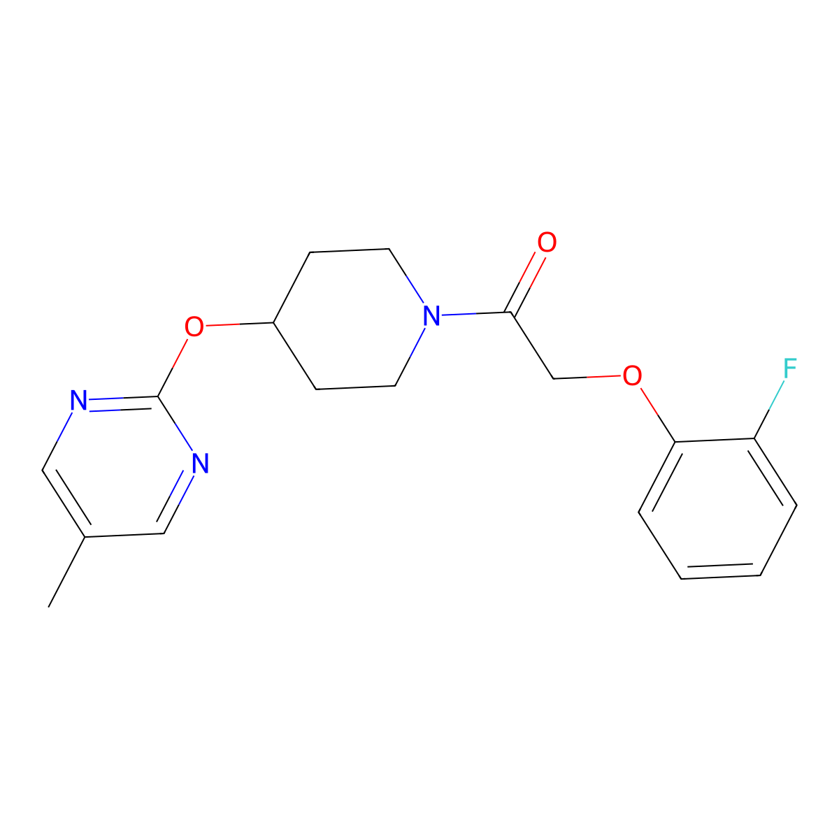 2-(2-Fluorophenoxy)-1-{4-[(5-methylpyrimidin-2-yl)oxy]piperidin-1-yl}ethan-1-one molecular structure, CAS 2379993-45-8