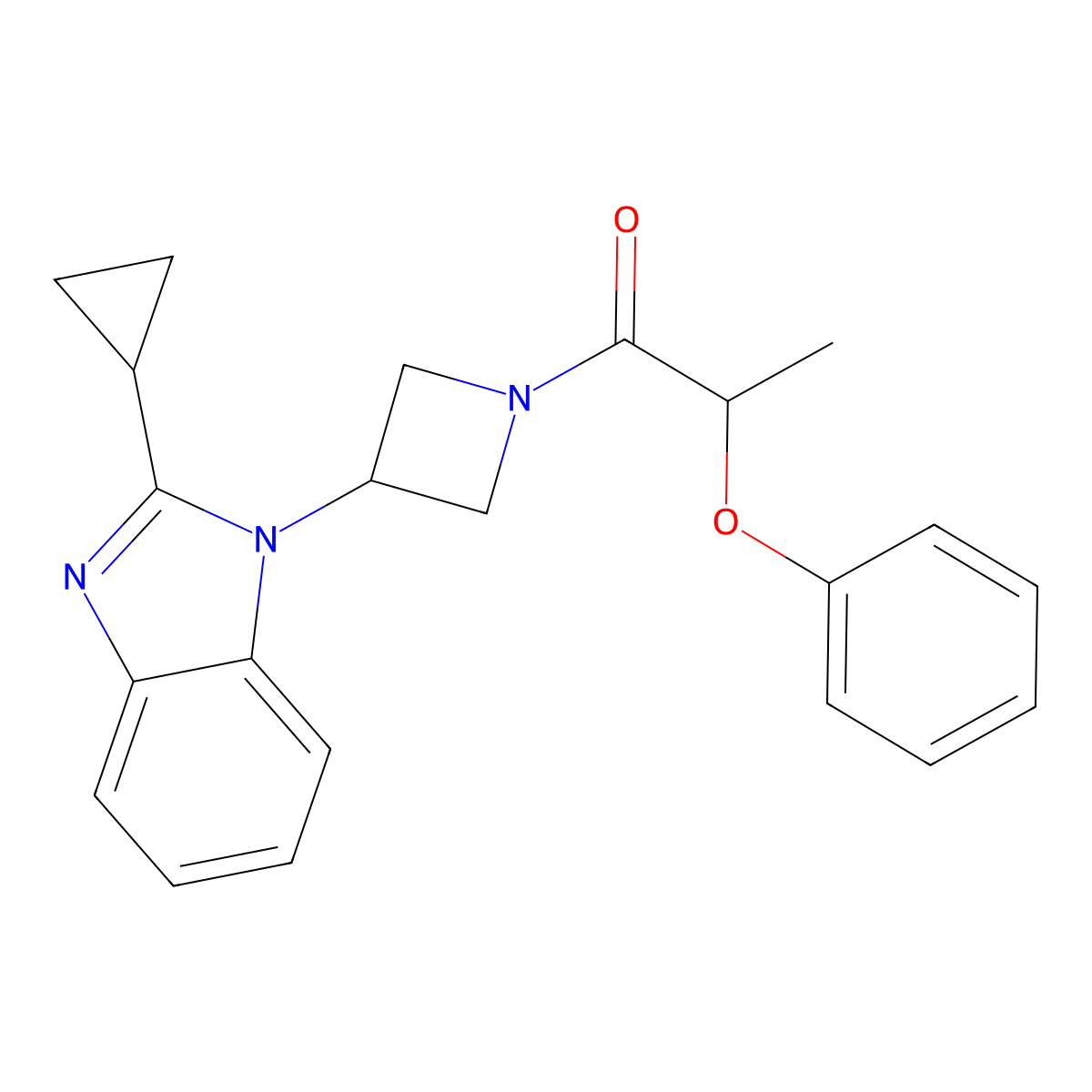 1-[3-(2-cyclopropyl-1H-1,3-benzodiazol-1-yl)azetidin-1-yl]-2-phenoxypropan-1-one molecular structure, CAS 2379993-47-0
