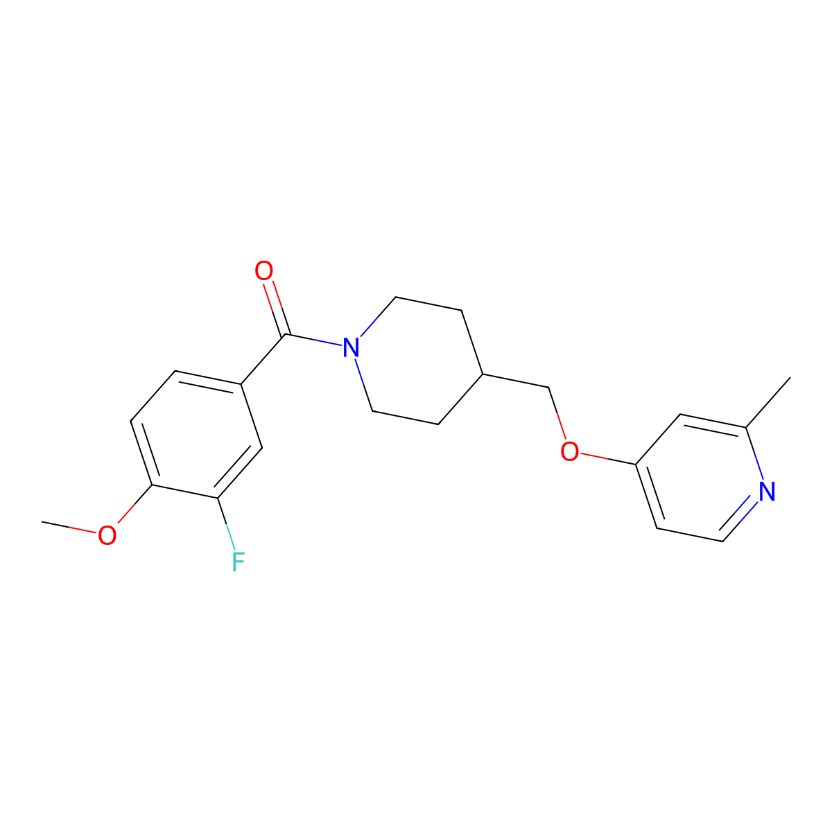 4-{[1-(3-Fluoro-4-methoxybenzoyl)piperidin-4-yl]methoxy}-2-methylpyridine molecular structure, CAS 2379993-50-5