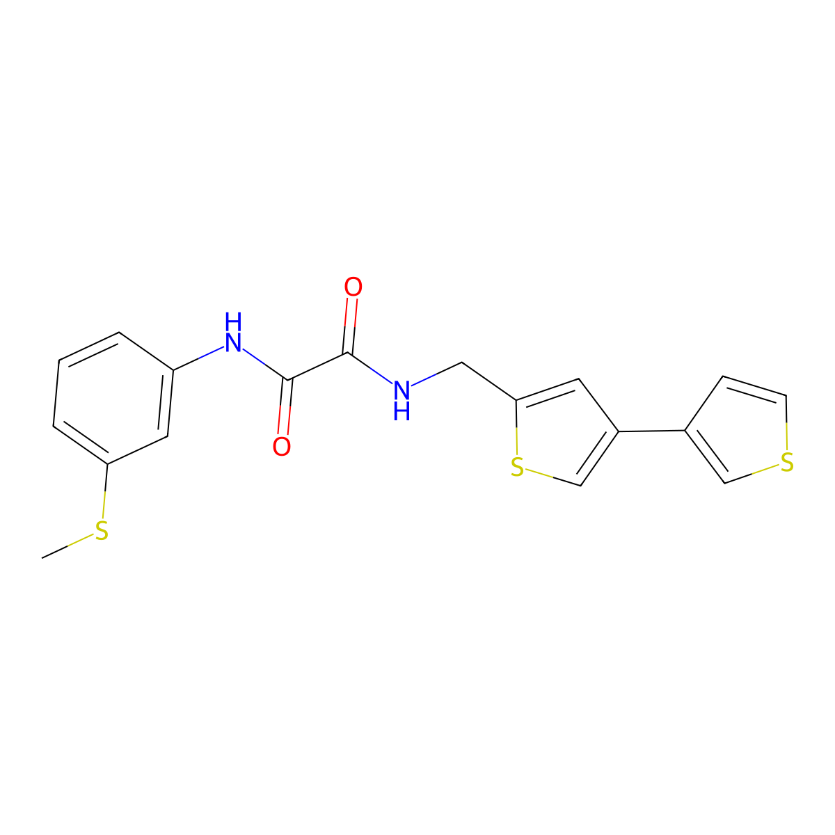 N-({[3,3'-bithiophene]-5-yl}methyl)-N'-[3-(methylsulfanyl)phenyl]ethanediamide molecular structure, CAS 2379993-57-2