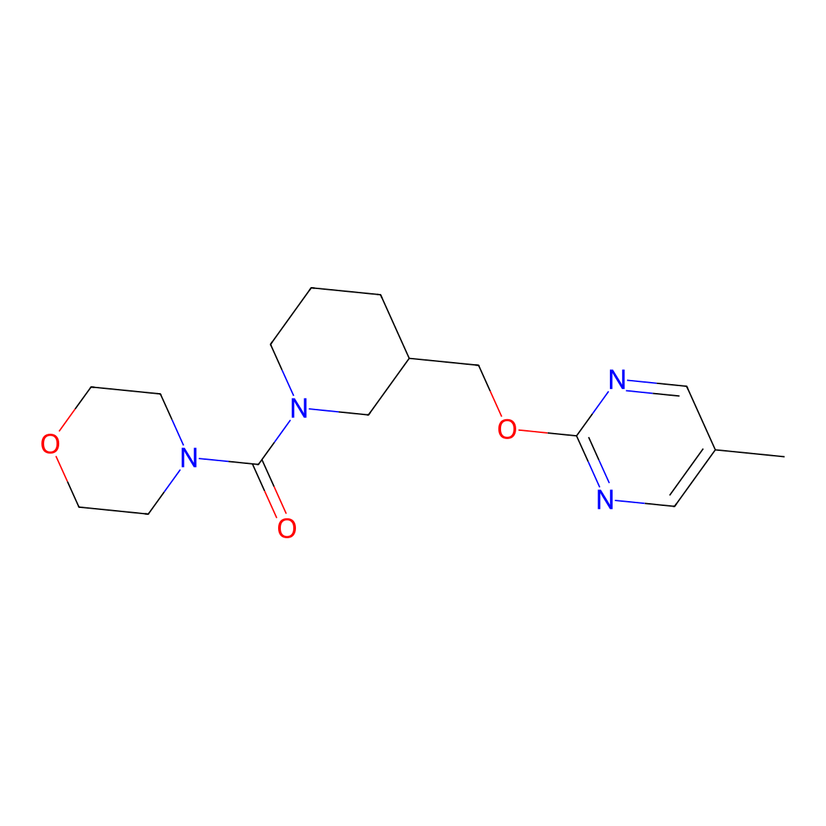 4-(3-{[(5-Methylpyrimidin-2-yl)oxy]methyl}piperidine-1-carbonyl)morpholine molecular structure, CAS 2379993-59-4
