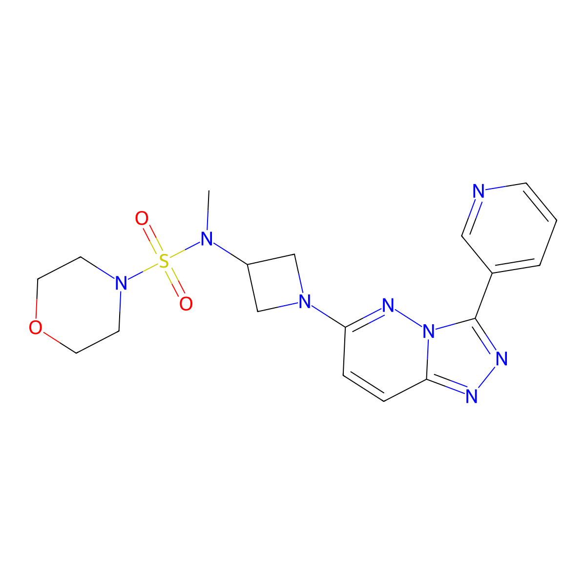 N-methyl-N-{1-[3-(pyridin-3-yl)-[1,2,4]triazolo[4,3-b]pyridazin-6-yl]azetidin-3-yl}morpholine-4-sulfonamide molecular structure, CAS 2379993-61-8