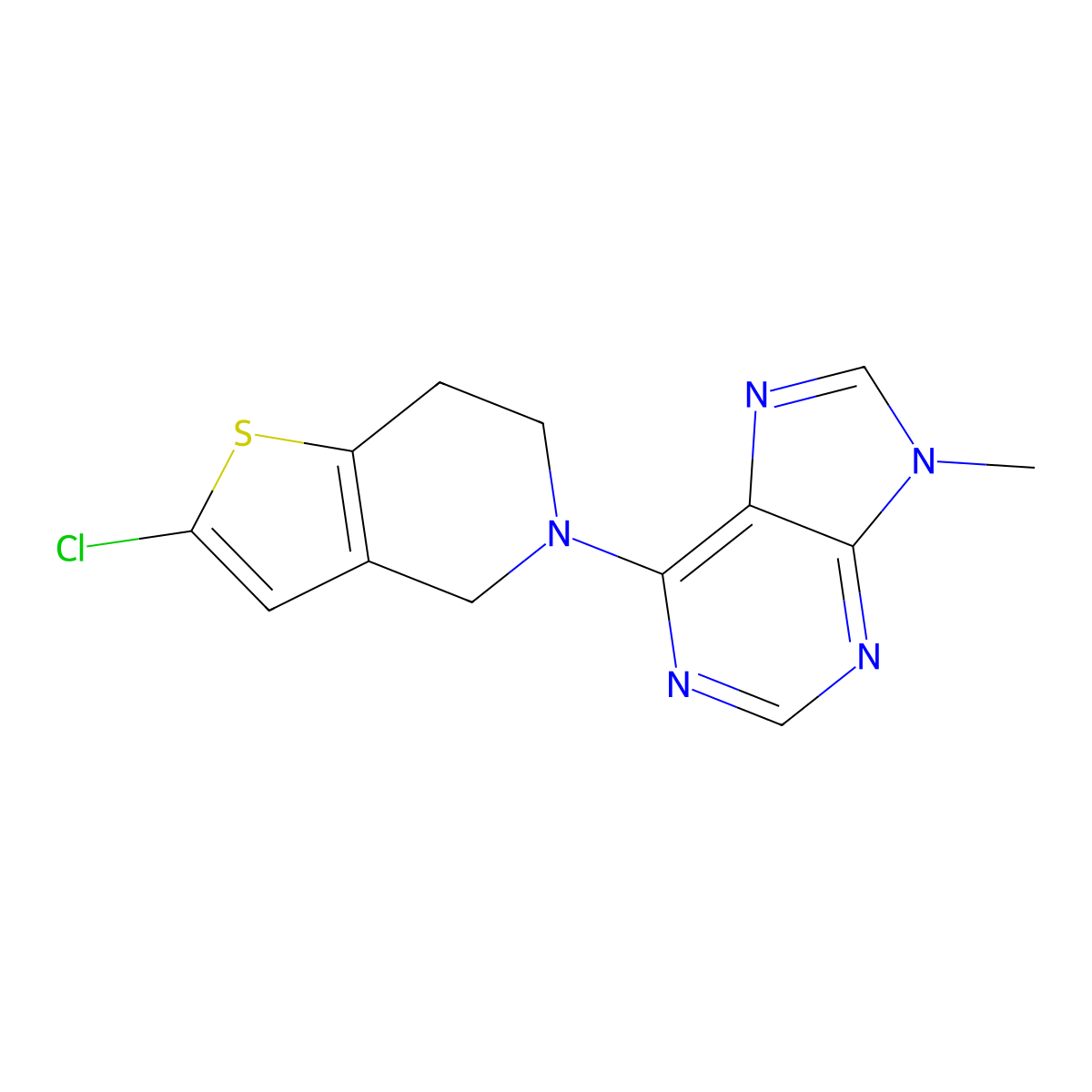 6-{2-chloro-4H,5H,6H,7H-thieno[3,2-c]pyridin-5-yl}-9-methyl-9H-purine molecular structure, CAS 2379993-64-1