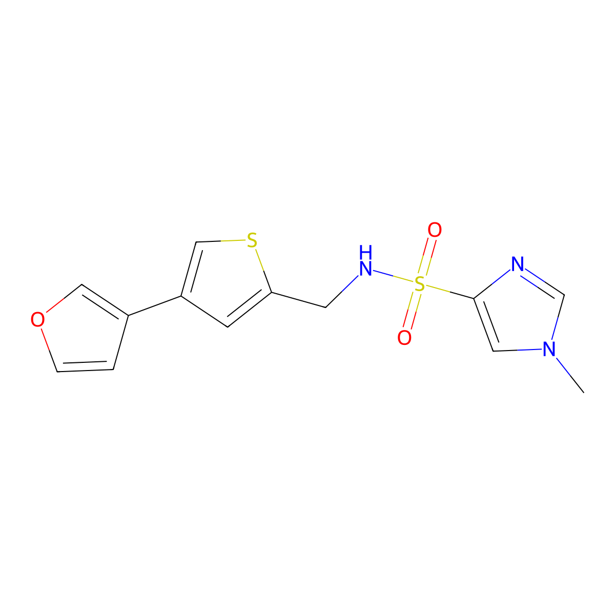 N-{[4-(furan-3-yl)thiophen-2-yl]methyl}-1-methyl-1H-imidazole-4-sulfonamide molecular structure, CAS 2379993-65-2