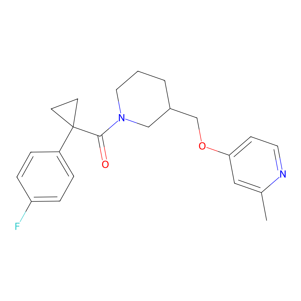 4-({1-[1-(4-Fluorophenyl)cyclopropanecarbonyl]piperidin-3-yl}methoxy)-2-methylpyridine molecular structure, CAS 2379993-70-9