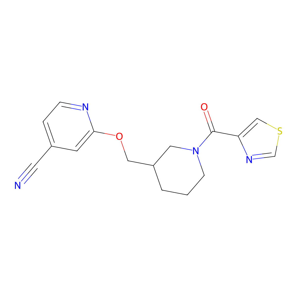2-{[1-(1,3-Thiazole-4-carbonyl)piperidin-3-yl]methoxy}pyridine-4-carbonitrile molecular structure, CAS 2379993-73-2