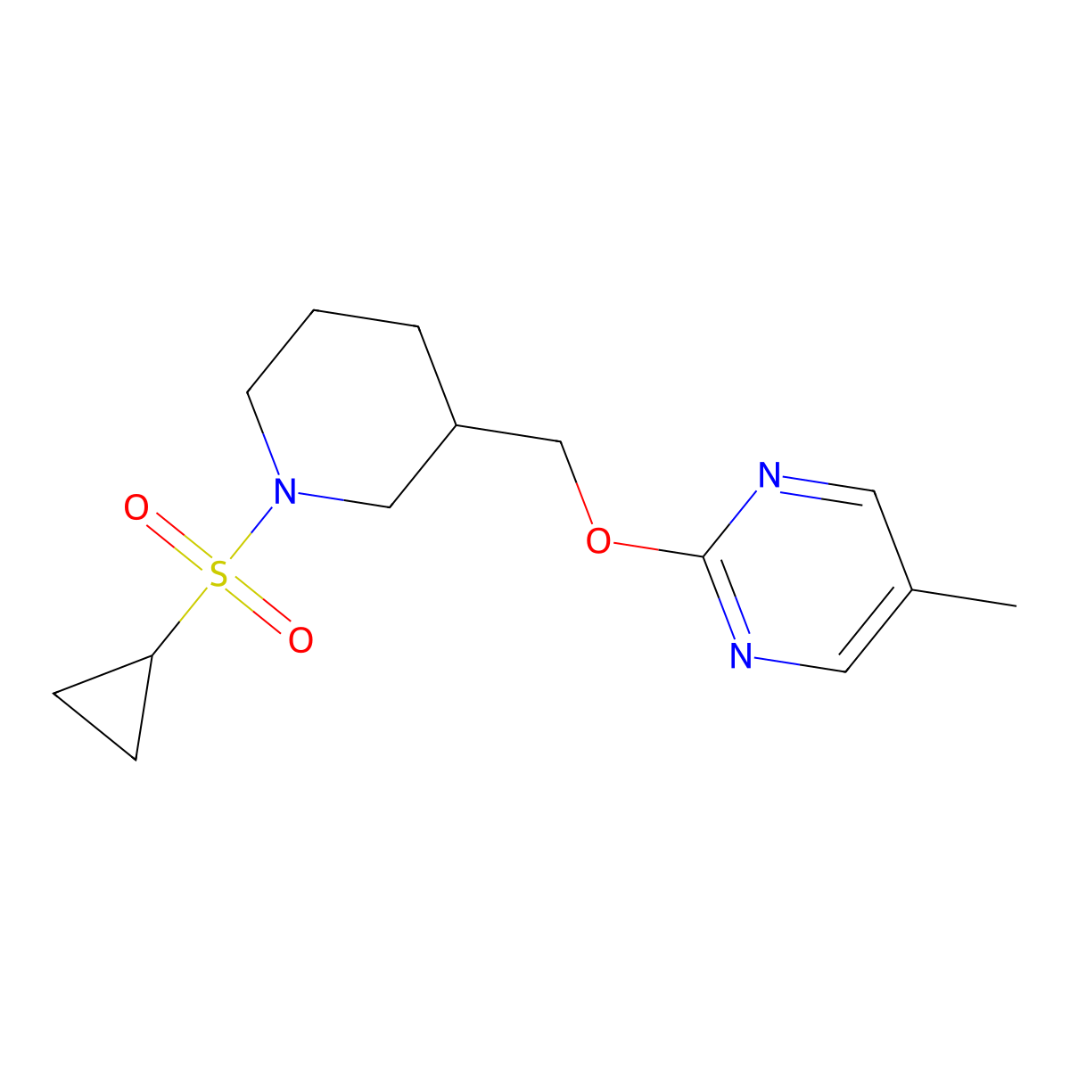 2-{[1-(Cyclopropanesulfonyl)piperidin-3-yl]methoxy}-5-methylpyrimidine molecular structure, CAS 2379993-80-1
