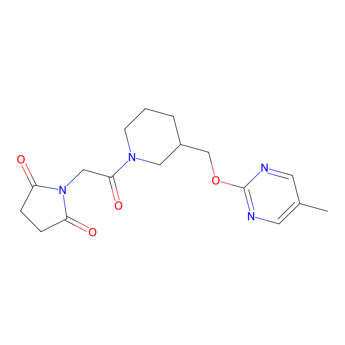 1-[2-(3-{[(5-Methylpyrimidin-2-yl)oxy]methyl}piperidin-1-yl)-2-oxoethyl]pyrrolidine-2,5-dione molecular structure, CAS 2379993-84-5