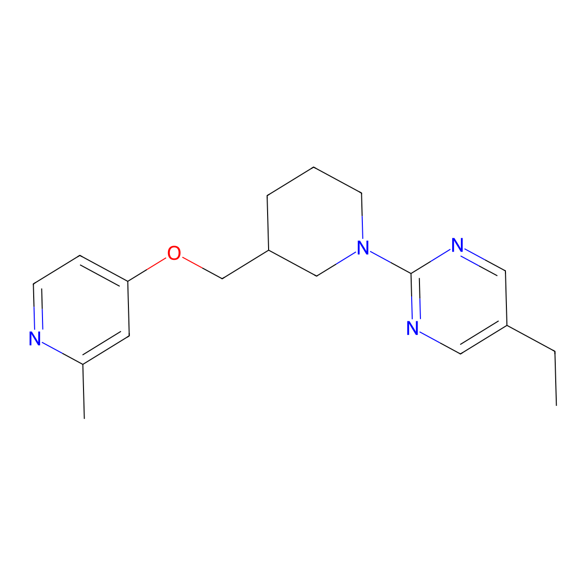 5-Ethyl-2-(3-{[(2-methylpyridin-4-yl)oxy]methyl}piperidin-1-yl)pyrimidine molecular structure, CAS 2379993-85-6