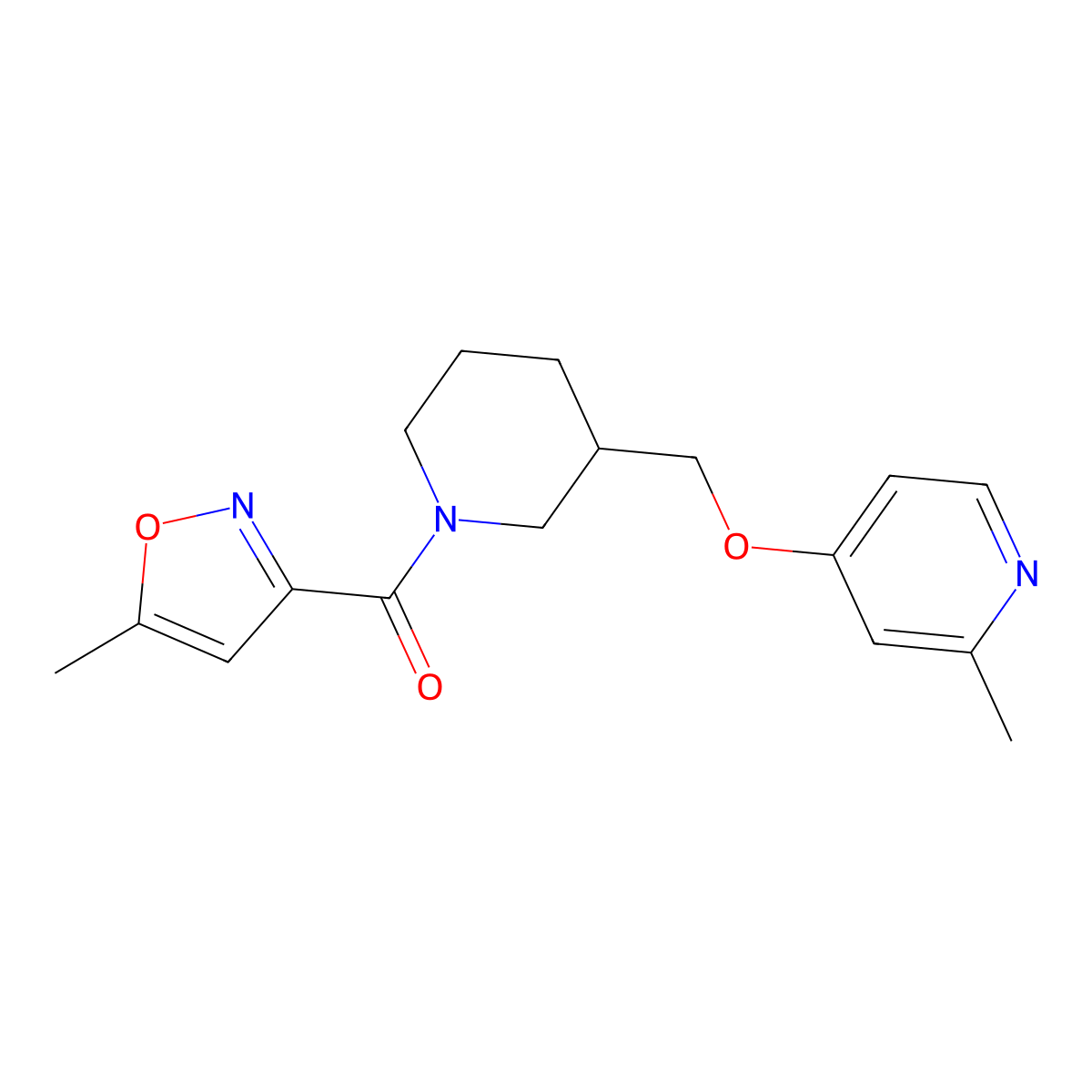 2-Methyl-4-{[1-(5-methyl-1,2-oxazole-3-carbonyl)piperidin-3-yl]methoxy}pyridine molecular structure, CAS 2379993-90-3