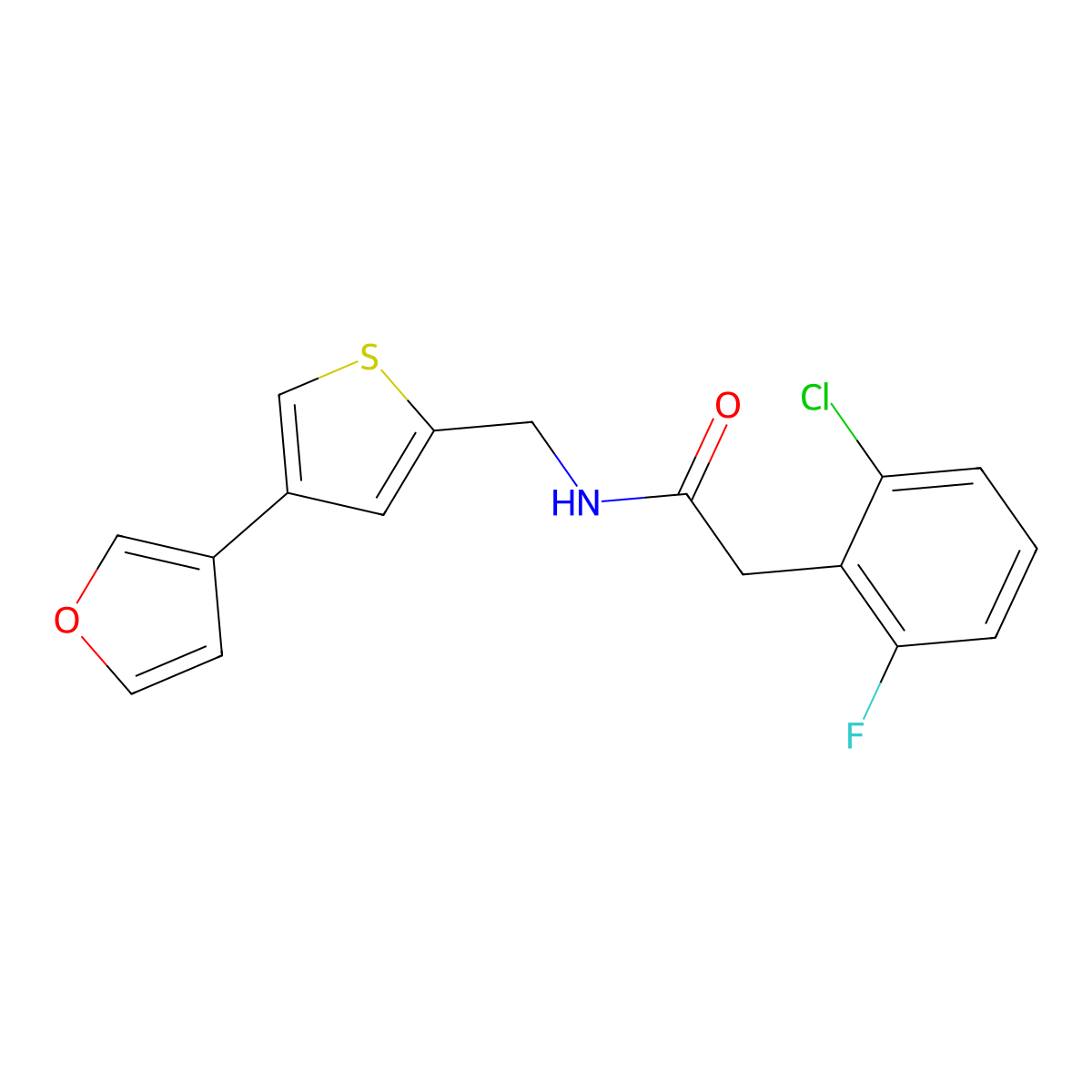 2-(2-chloro-6-fluorophenyl)-N-{[4-(furan-3-yl)thiophen-2-yl]methyl}acetamide molecular structure, CAS 2379993-91-4