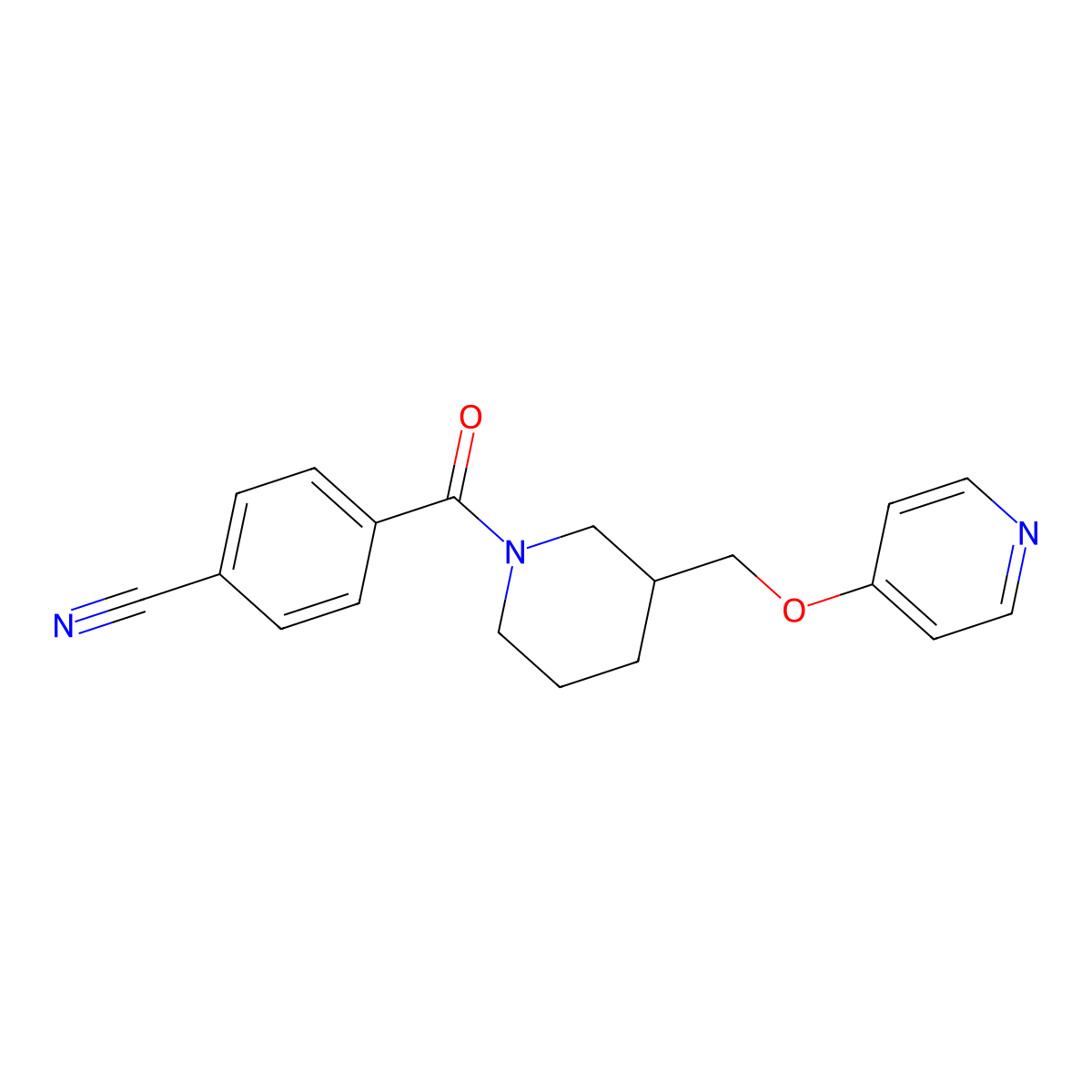 4-{3-[(Pyridin-4-yloxy)methyl]piperidine-1-carbonyl}benzonitrile molecular structure, CAS 2379993-94-7