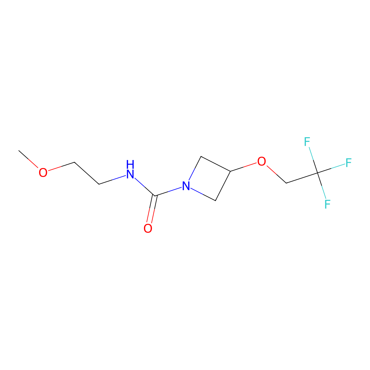 N-(2-methoxyethyl)-3-(2,2,2-trifluoroethoxy)azetidine-1-carboxamide molecular structure, CAS 2379993-95-8