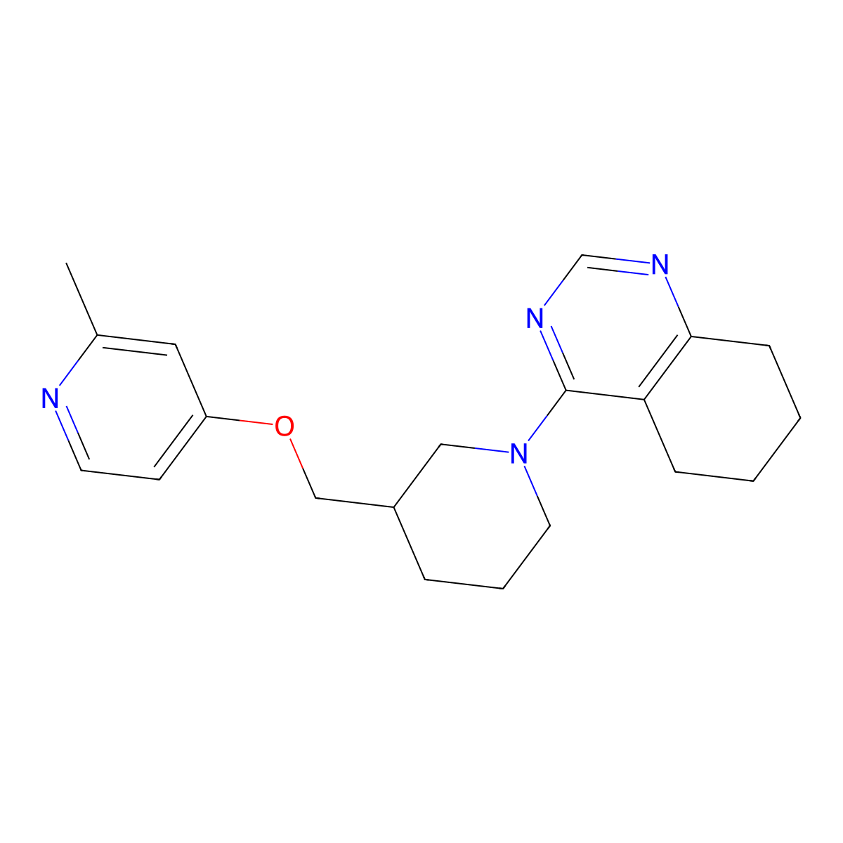 4-(3-{[(2-Methylpyridin-4-yl)oxy]methyl}piperidin-1-yl)-5,6,7,8-tetrahydroquinazoline molecular structure, CAS 2379993-99-2