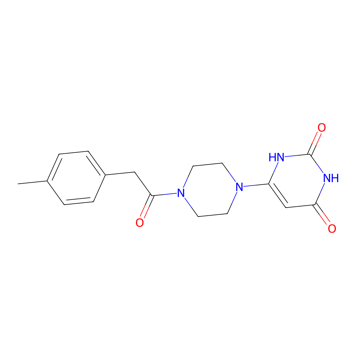 6-{4-[2-(4-Methylphenyl)acetyl]piperazin-1-yl}-1,2,3,4-tetrahydropyrimidine-2,4-dione molecular structure, CAS 2379994-00-8