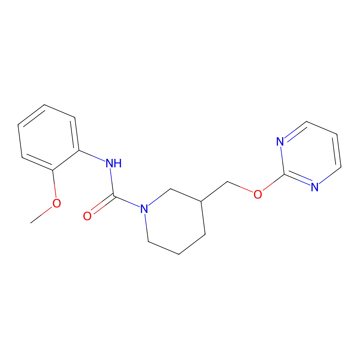 N-(2-methoxyphenyl)-3-[(pyrimidin-2-yloxy)methyl]piperidine-1-carboxamide molecular structure, CAS 2379994-12-2