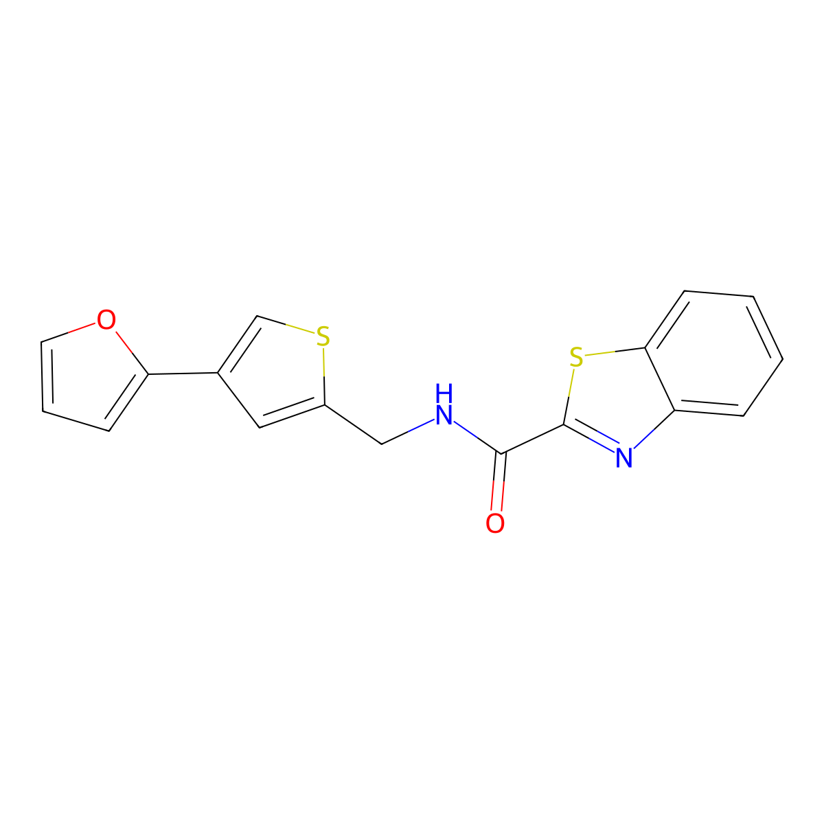 N-{[4-(furan-2-yl)thiophen-2-yl]methyl}-1,3-benzothiazole-2-carboxamide molecular structure, CAS 2379994-15-5