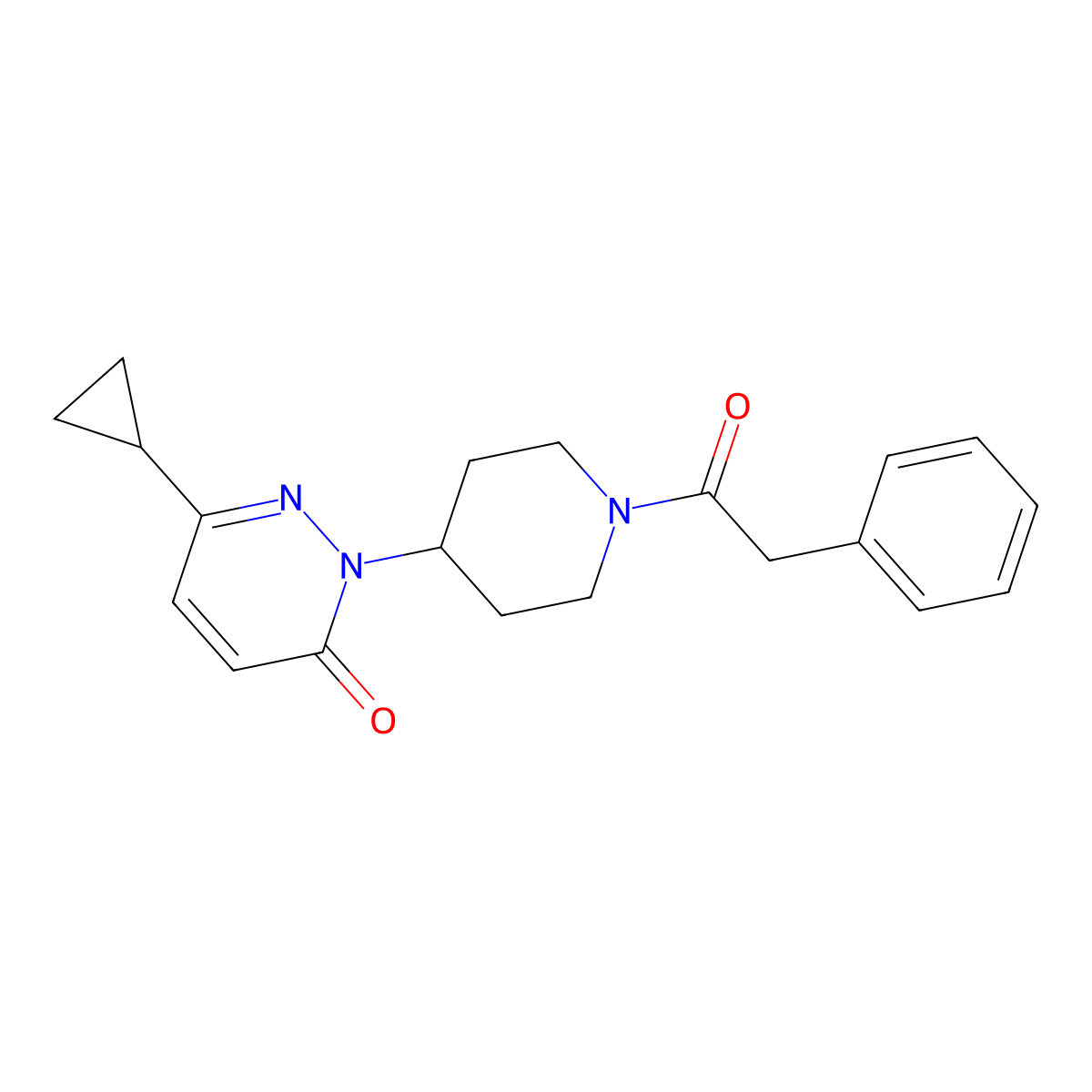 6-Cyclopropyl-2-[1-(2-phenylacetyl)piperidin-4-yl]-2,3-dihydropyridazin-3-one molecular structure, CAS 2379994-16-6