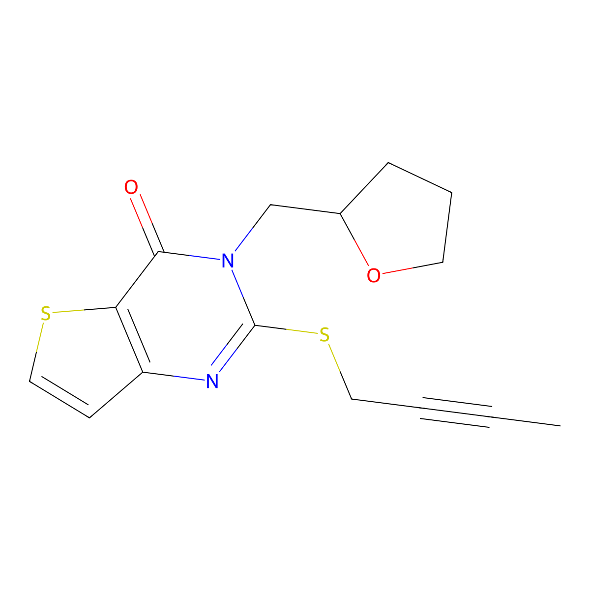 2-(but-2-yn-1-ylsulfanyl)-3-[(oxolan-2-yl)methyl]-3H,4H-thieno[3,2-d]pyrimidin-4-one molecular structure, CAS 2379994-18-8