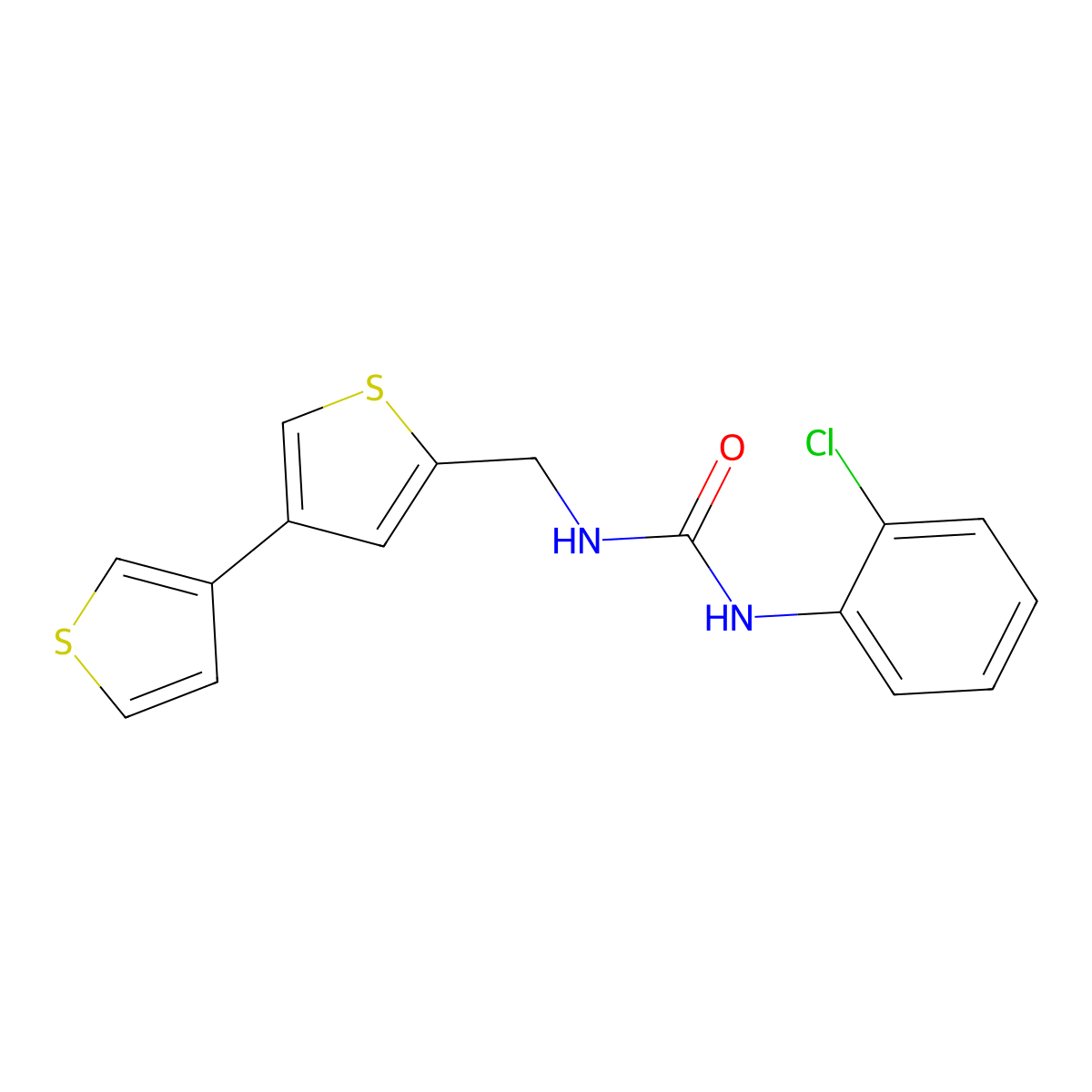 3-({[3,3'-Bithiophene]-5-yl}methyl)-1-(2-chlorophenyl)urea molecular structure, CAS 2379994-29-1