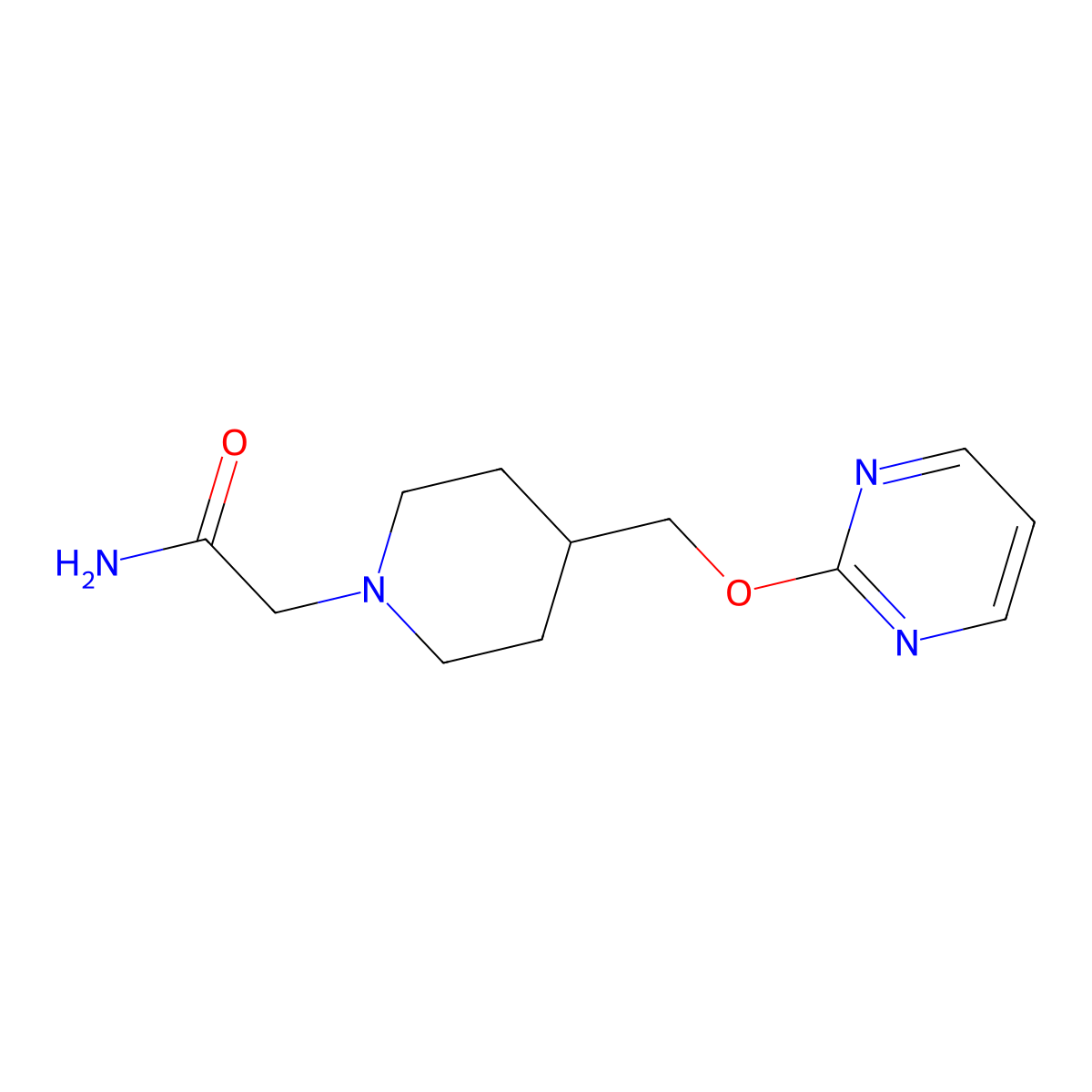2-{4-[(Pyrimidin-2-yloxy)methyl]piperidin-1-yl}acetamide molecular structure, CAS 2379994-30-4