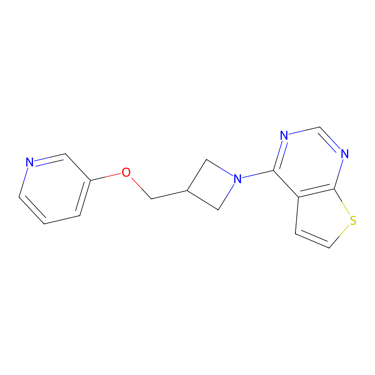 3-[(1-{Thieno[2,3-d]pyrimidin-4-yl}azetidin-3-yl)methoxy]pyridine molecular structure, CAS 2379994-40-6