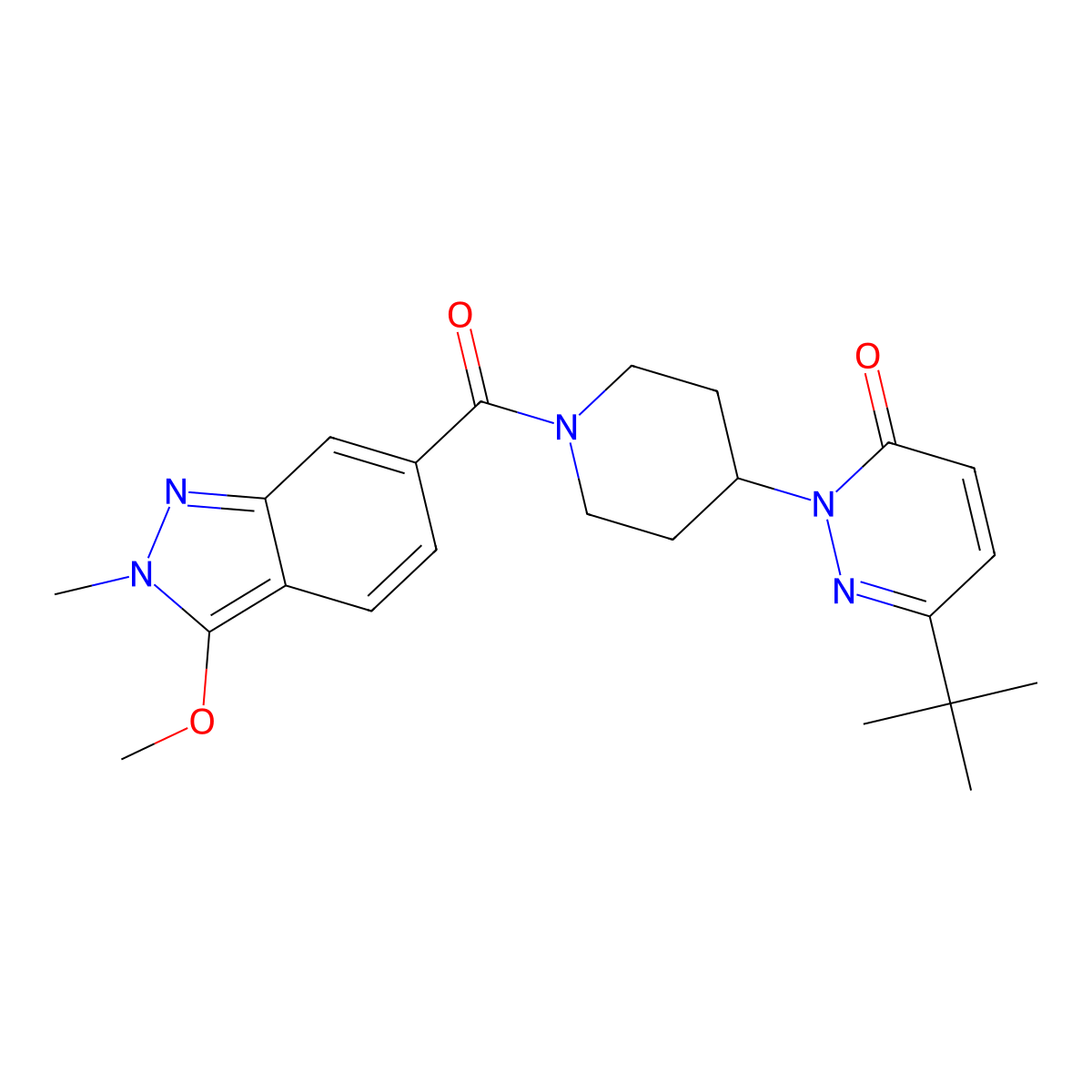 6-tert-butyl-2-[1-(3-methoxy-2-methyl-2H-indazole-6-carbonyl)piperidin-4-yl]-2,3-dihydropyridazin-3-one molecular structure, CAS 2379994-50-8