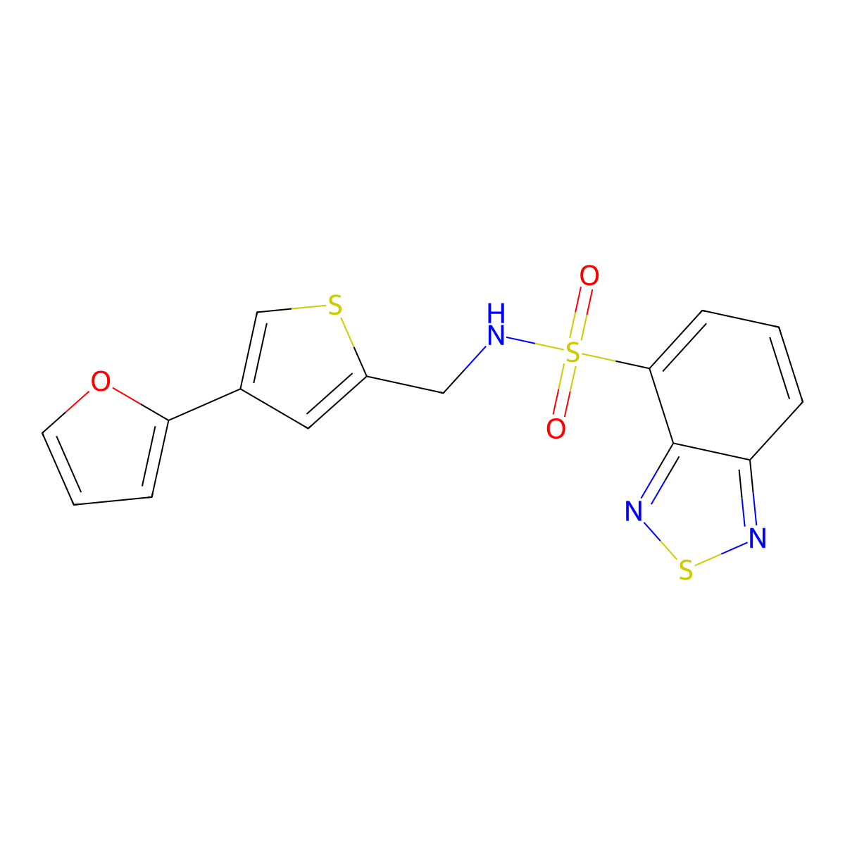 N-{[4-(furan-2-yl)thiophen-2-yl]methyl}-2,1,3-benzothiadiazole-4-sulfonamide molecular structure, CAS 2379994-52-0