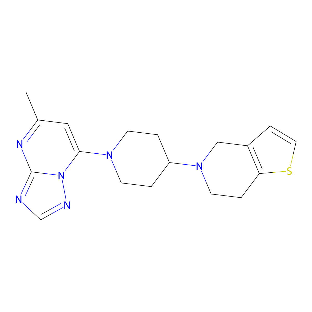 1-{5-methyl-[1,2,4]triazolo[1,5-a]pyrimidin-7-yl}-4-{4H,5H,6H,7H-thieno[3,2-c]pyridin-5-yl}piperidine molecular structure, CAS 2379994-56-4