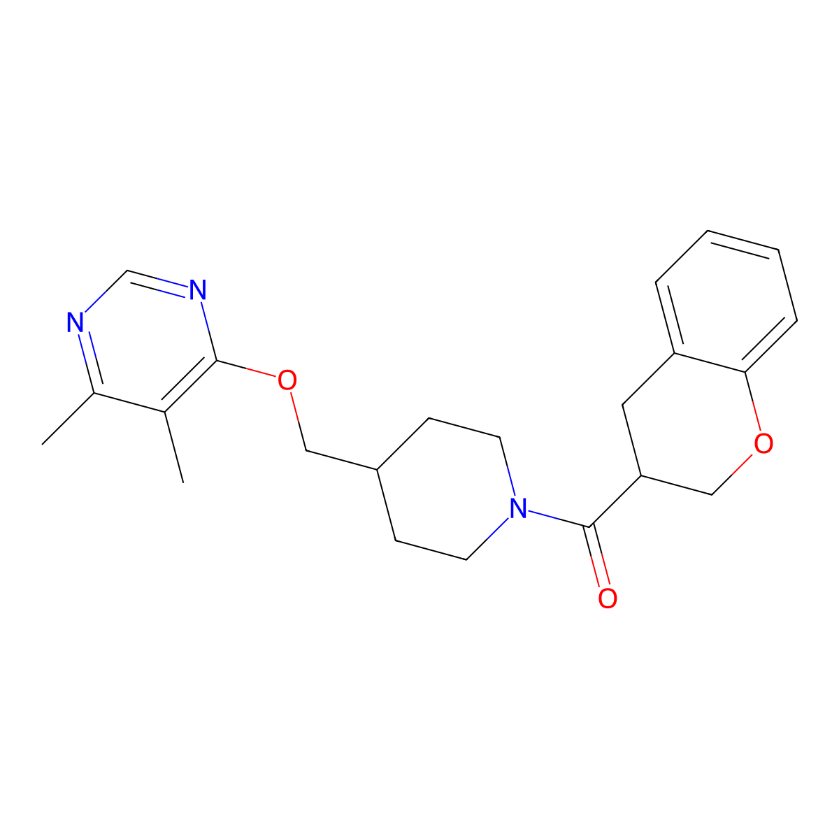 4-{[1-(3,4-dihydro-2H-1-benzopyran-3-carbonyl)piperidin-4-yl]methoxy}-5,6-dimethylpyrimidine molecular structure, CAS 2379994-58-6
