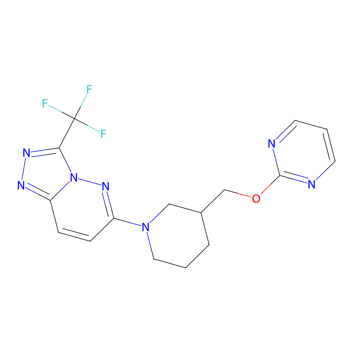 2-({1-[3-(Trifluoromethyl)-[1,2,4]triazolo[4,3-b]pyridazin-6-yl]piperidin-3-yl}methoxy)pyrimidine molecular structure, CAS 2379994-61-1