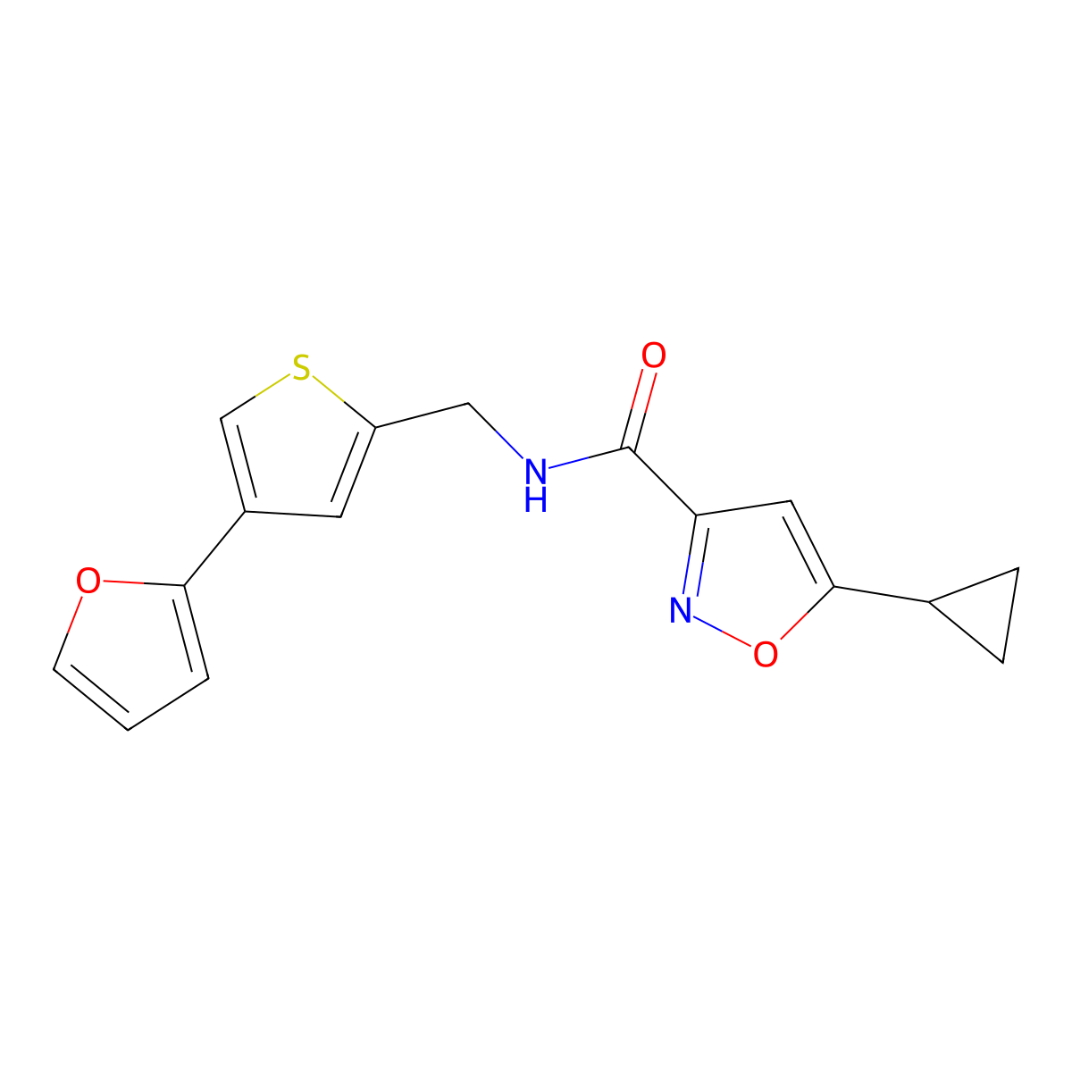 5-cyclopropyl-N-{[4-(furan-2-yl)thiophen-2-yl]methyl}-1,2-oxazole-3-carboxamide molecular structure, CAS 2379994-62-2