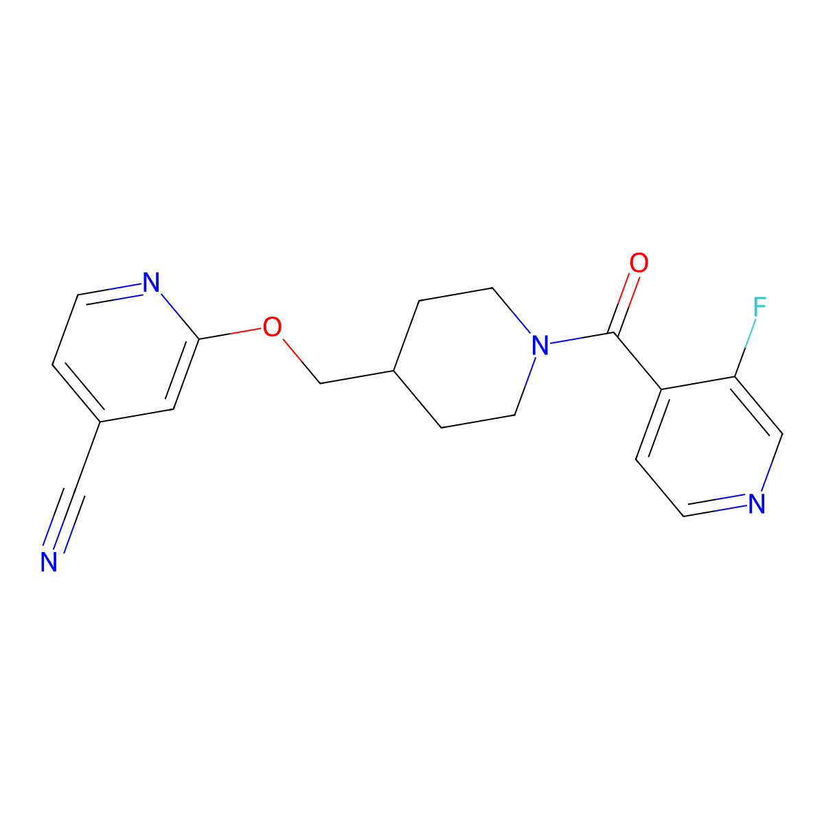 2-{[1-(3-Fluoropyridine-4-carbonyl)piperidin-4-yl]methoxy}pyridine-4-carbonitrile molecular structure, CAS 2379994-63-3