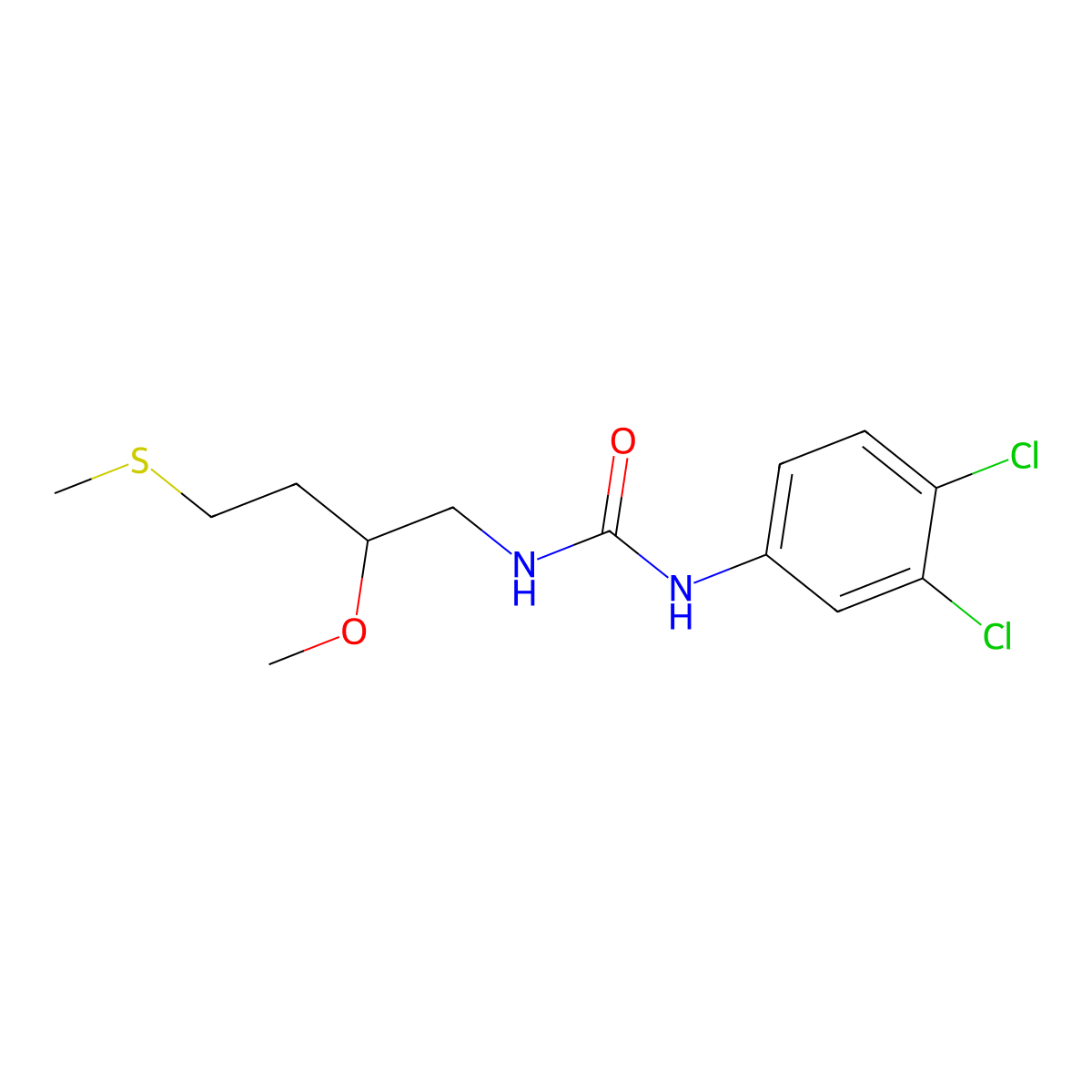 1-(3,4-Dichlorophenyl)-3-[2-methoxy-4-(methylsulfanyl)butyl]urea molecular structure, CAS 2379994-64-4