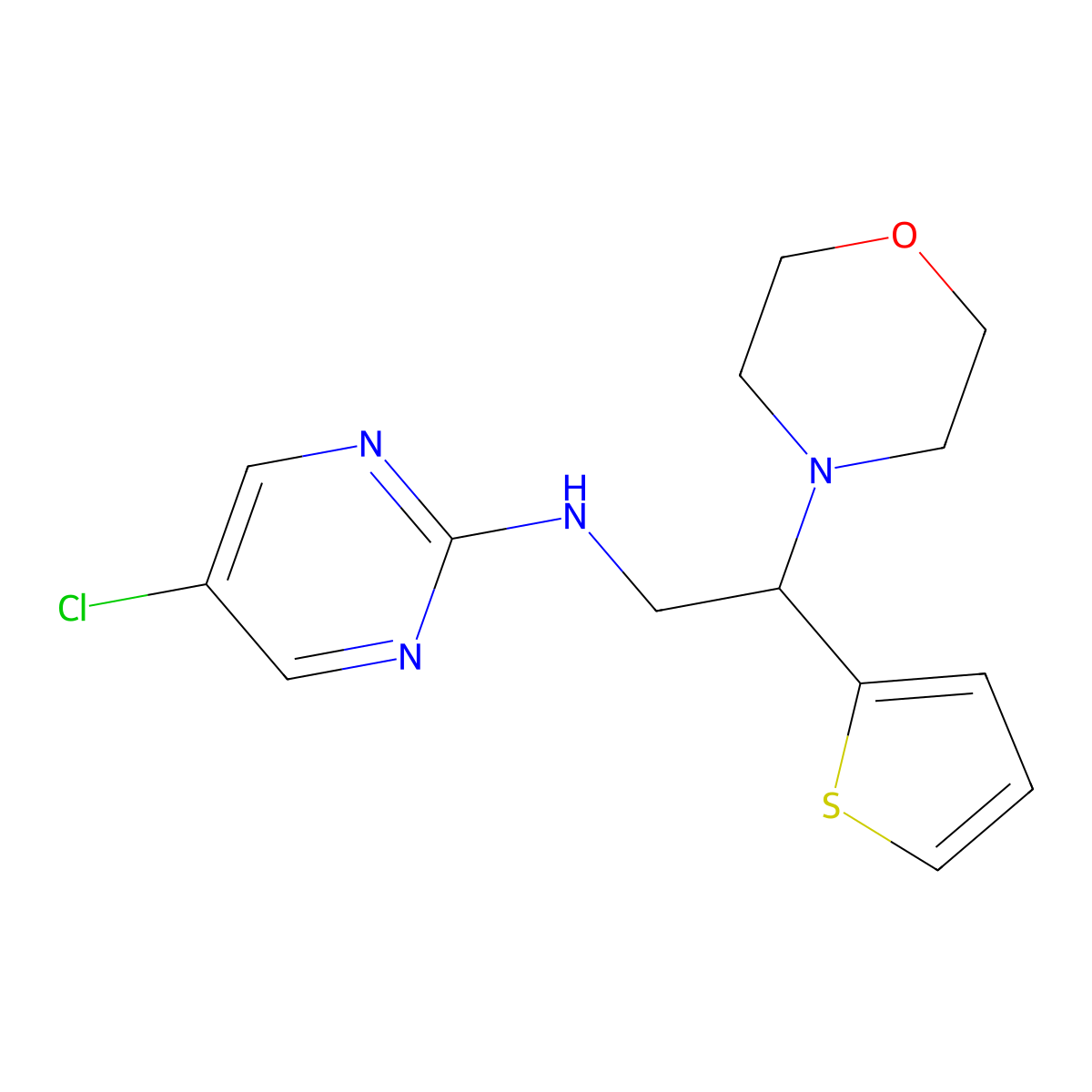 5-chloro-N-[2-(morpholin-4-yl)-2-(thiophen-2-yl)ethyl]pyrimidin-2-amine molecular structure, CAS 2379994-71-3