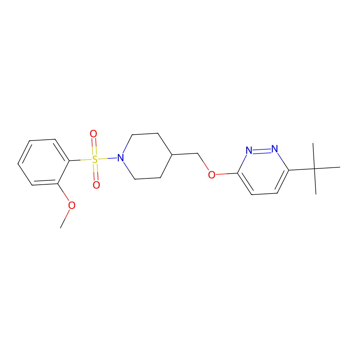 3-Tert-butyl-6-{[1-(2-methoxybenzenesulfonyl)piperidin-4-yl]methoxy}pyridazine molecular structure, CAS 2379994-73-5