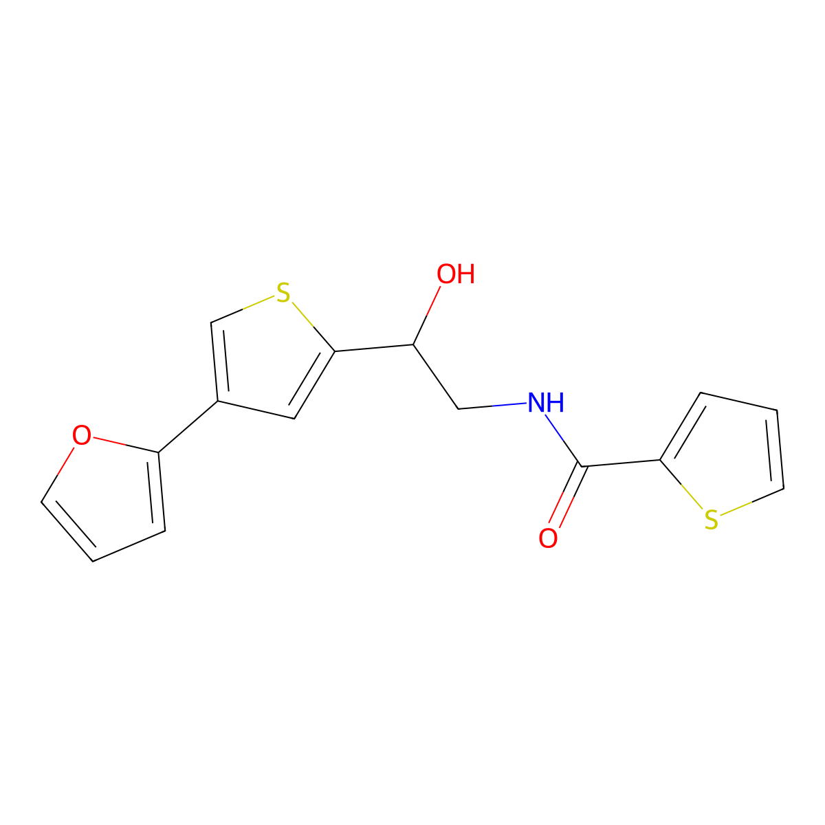 N-{2-[4-(furan-2-yl)thiophen-2-yl]-2-hydroxyethyl}thiophene-2-carboxamide molecular structure, CAS 2379994-75-7