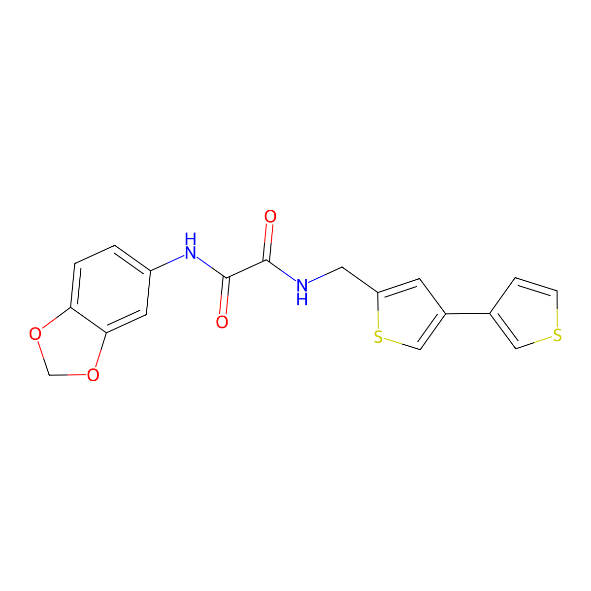 N'-(2H-1,3-benzodioxol-5-yl)-N-({[3,3'-bithiophene]-5-yl}methyl)ethanediamide molecular structure, CAS 2379994-77-9