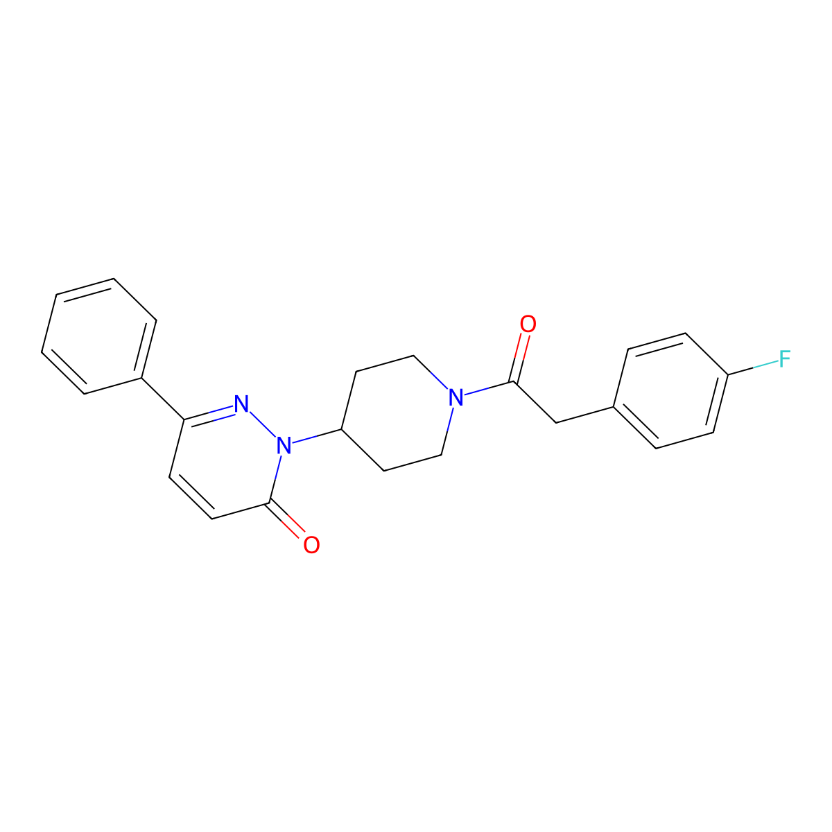2-{1-[2-(4-Fluorophenyl)acetyl]piperidin-4-yl}-6-phenyl-2,3-dihydropyridazin-3-one molecular structure, CAS 2379994-80-4