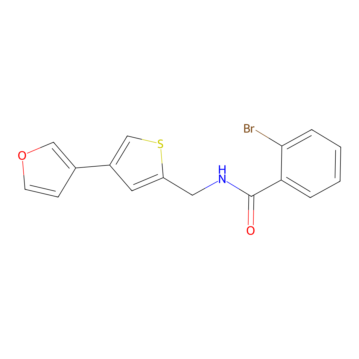 2-Bromo-N-[[4-(furan-3-yl)thiophen-2-yl]methyl]benzamide molecular structure, CAS 2379994-83-7